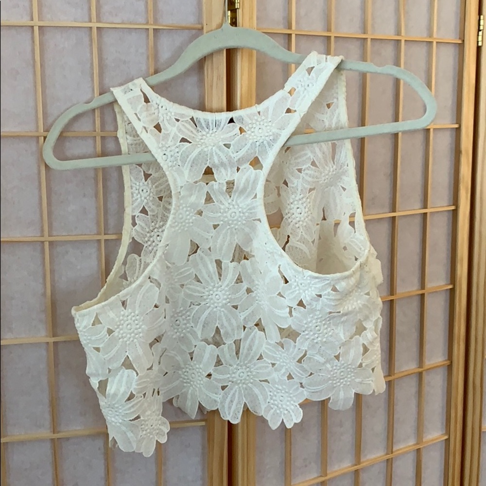 White Racerback Crop Top - Picture 3 of 3